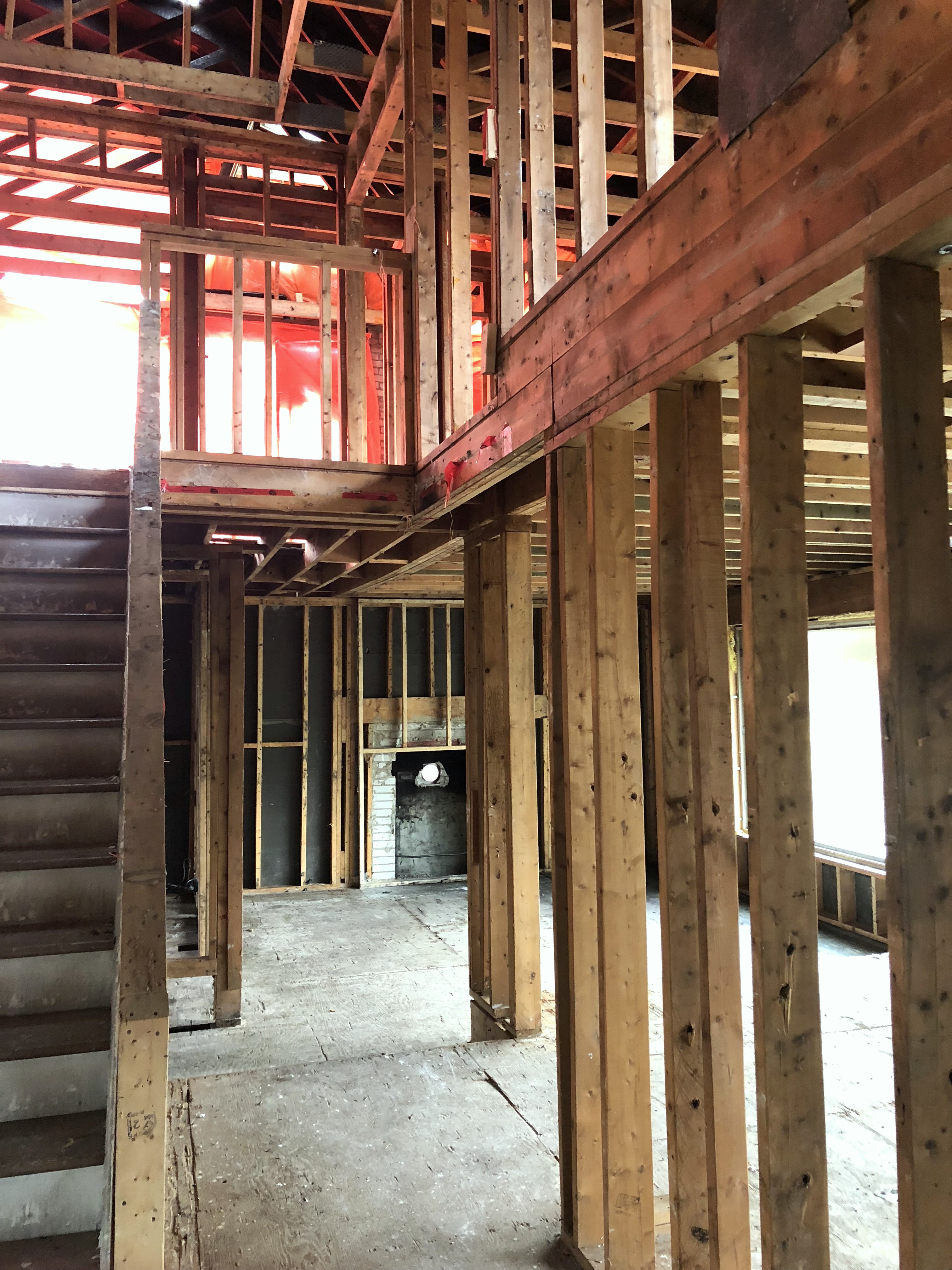 house being built, studs on wall