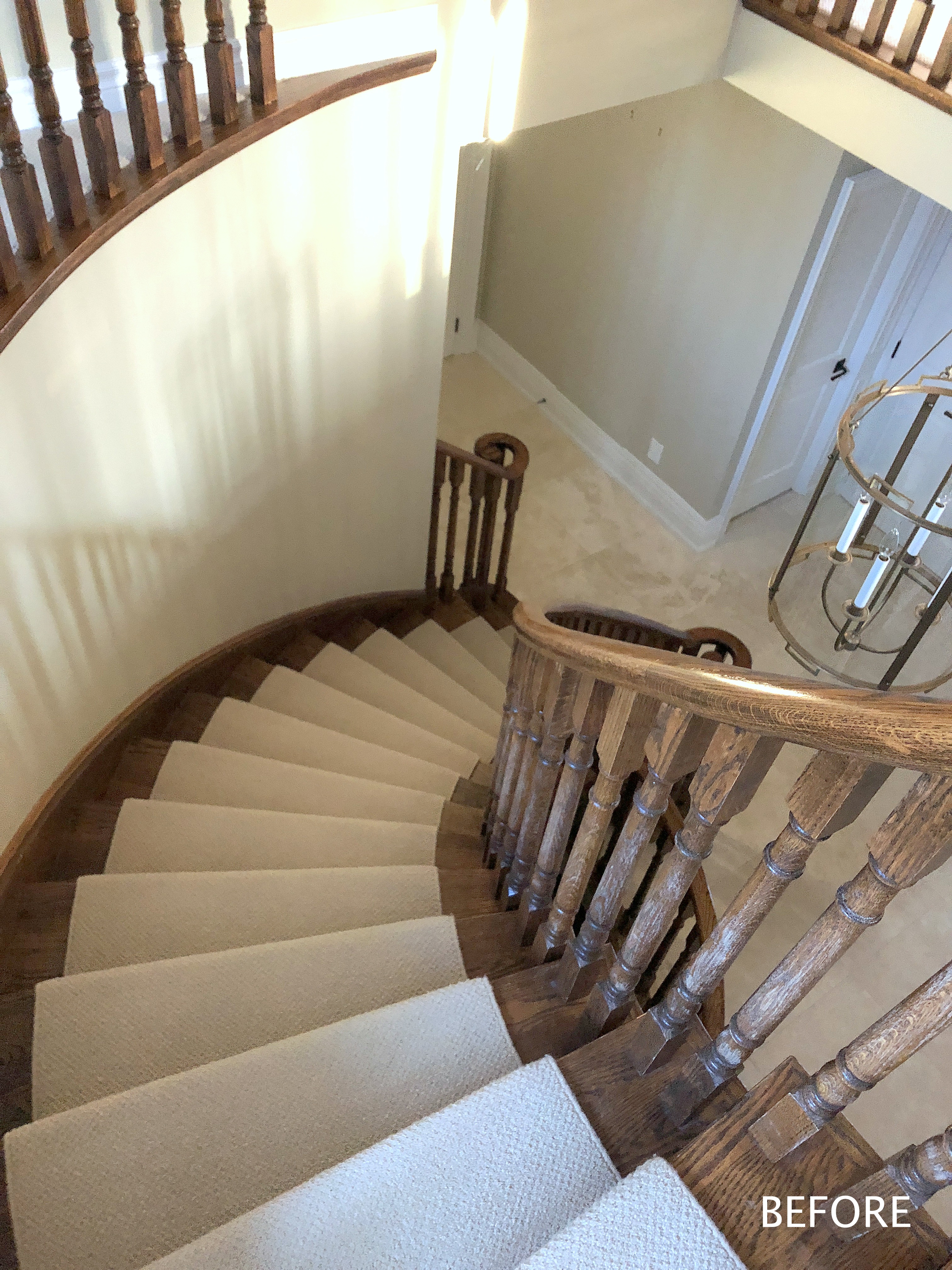 before picture of stair case from above
